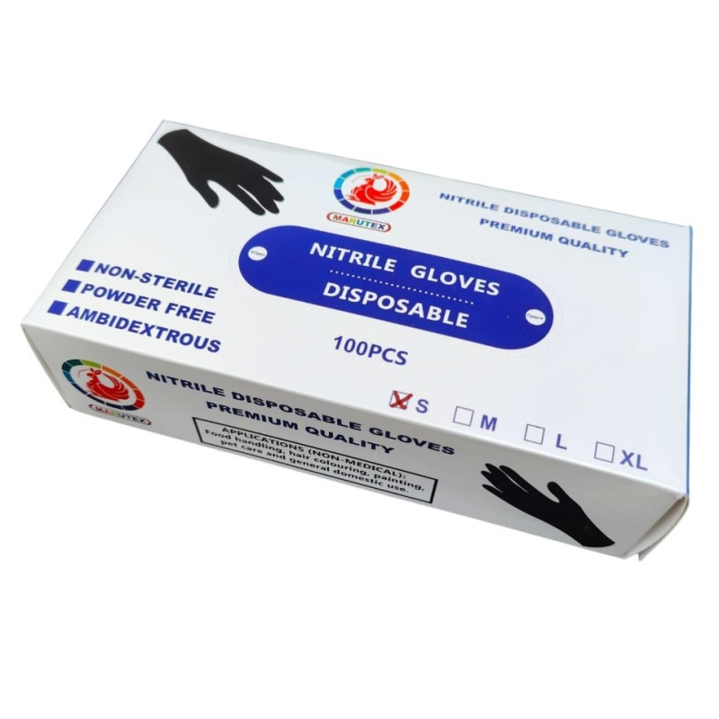 Marutex GUANTES NITRILICA SIN POLVO NEGRO - S