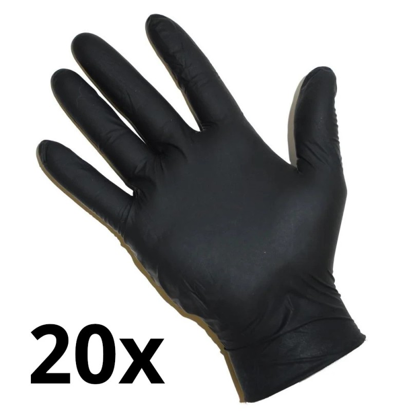 Marutex GUANTES NITRILICA SIN POLVO NEGRO - M (20 unidades)