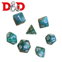 Kit de Dados para DnD y juegos de rol - verde oscuro / blanco (13)