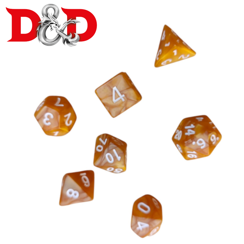 Kit de Dados para DnD y juegos de rol - ocre / blanco (16)