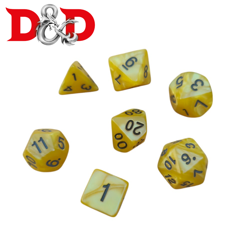Kit de Dados para DnD y juegos de rol - amarillo / negro (17)