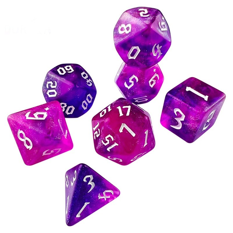 Kit de Dados para DnD y juegos de rol - pink lila / blanco (23)