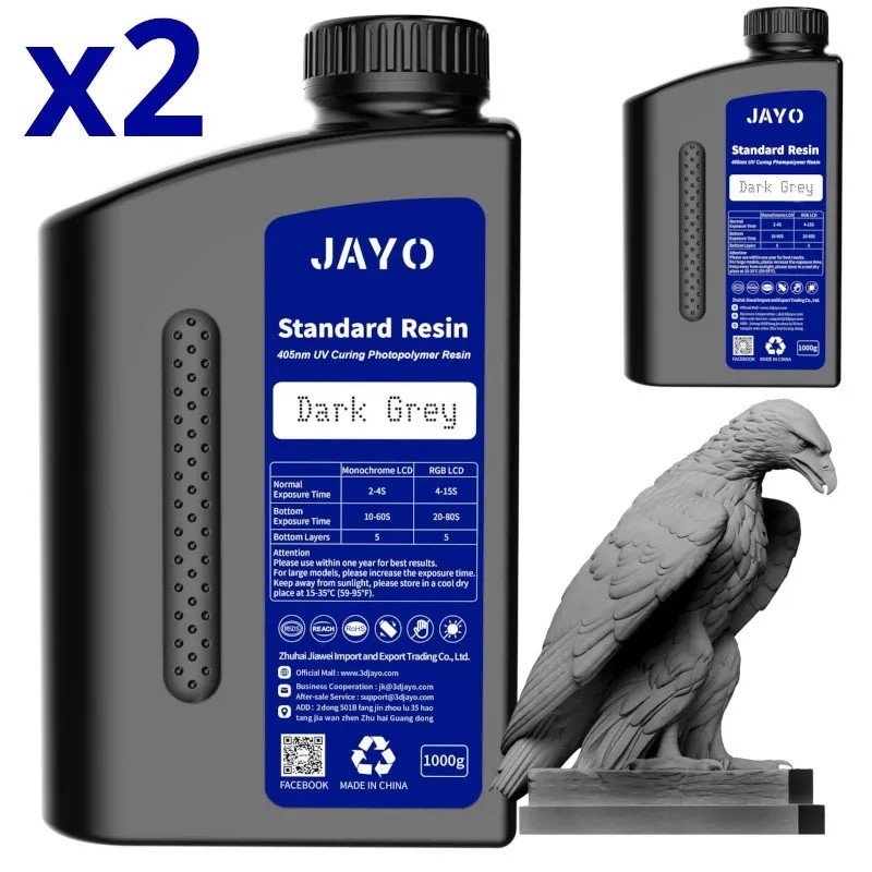 Resina 3D JAYO Gris Oscuro – Pack 2 x 1kg para Impresoras 3D