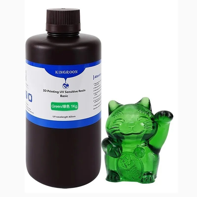 Resina 3D KINGROON Transparente Verde 1kg - para impresoras 3D