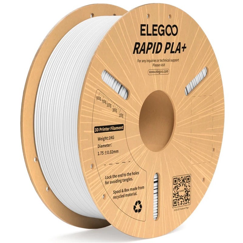 Rapid PLA+ Filamento - Blanco 1kg - Elegoo