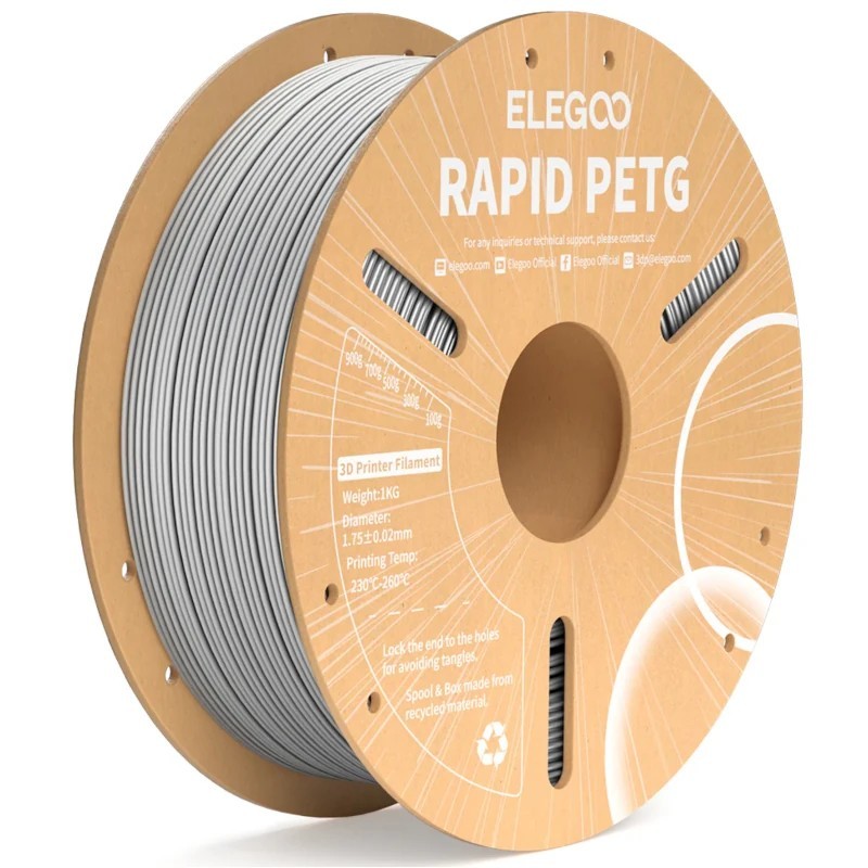 Rapid PETG Filamento - Gris 1kg - Elegoo