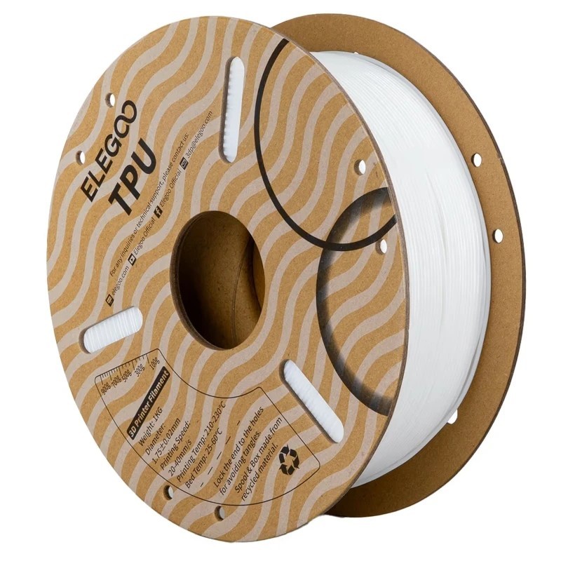TPU Filamento flexible - blanco 1kg - Elegoo